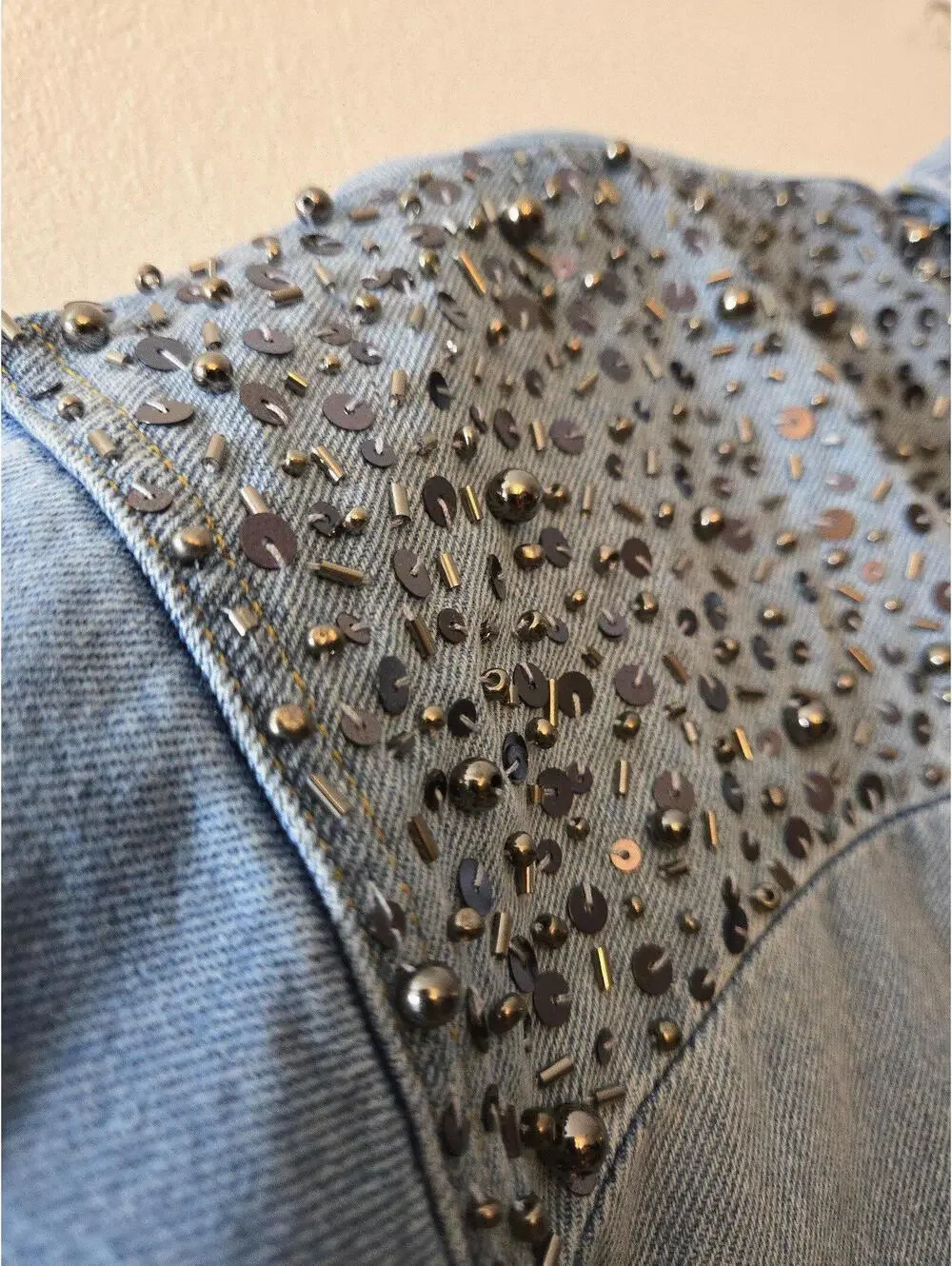 One Teaspoon Hand Embellished Daria Denim Shirt (S) - Picture 6 of 9